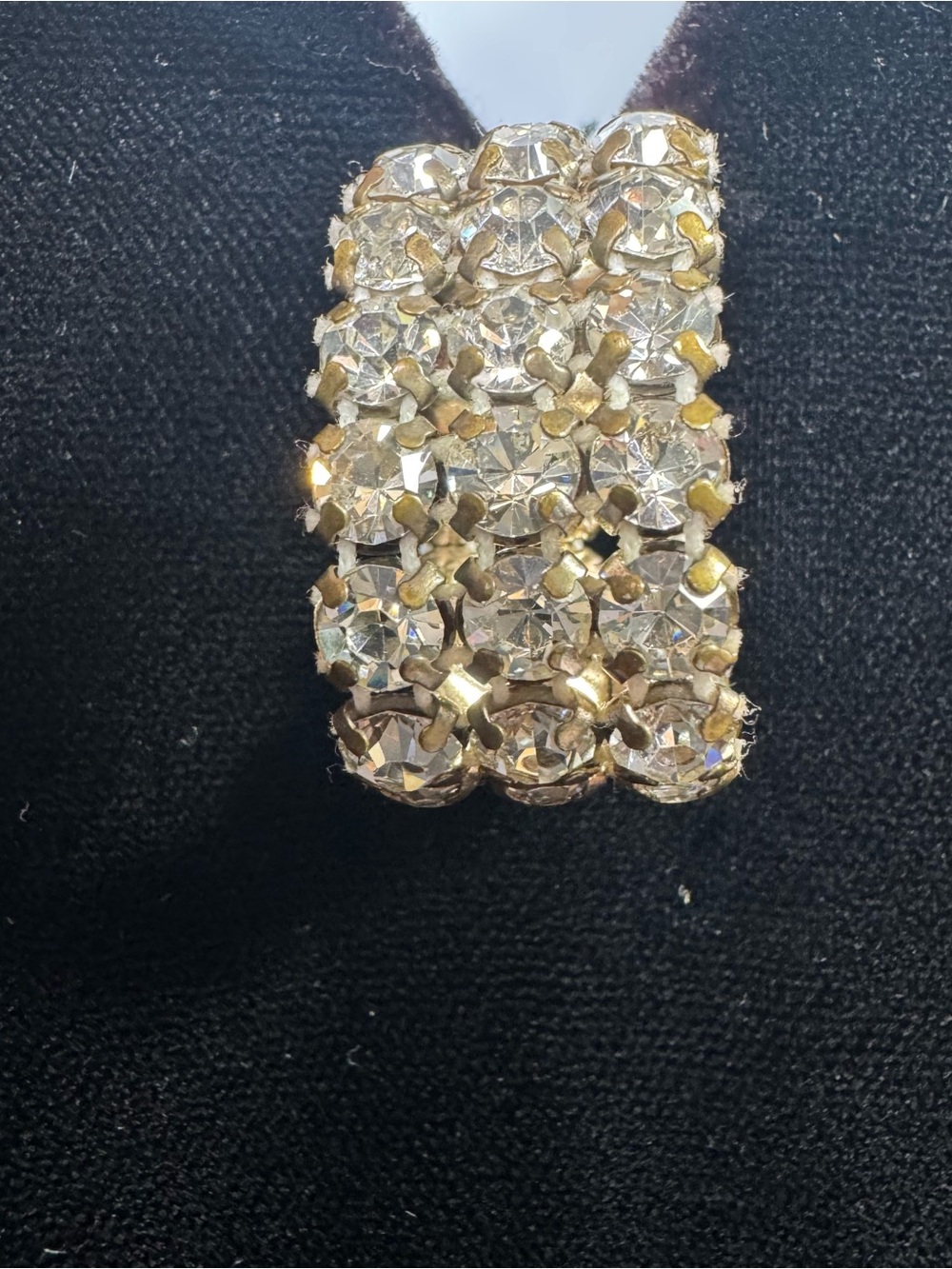 Vintage Cachet Black Velvet Dress 7/8 Rhinestone Puff Sleeve 80s Glam Holiday - Picture 6 of 16